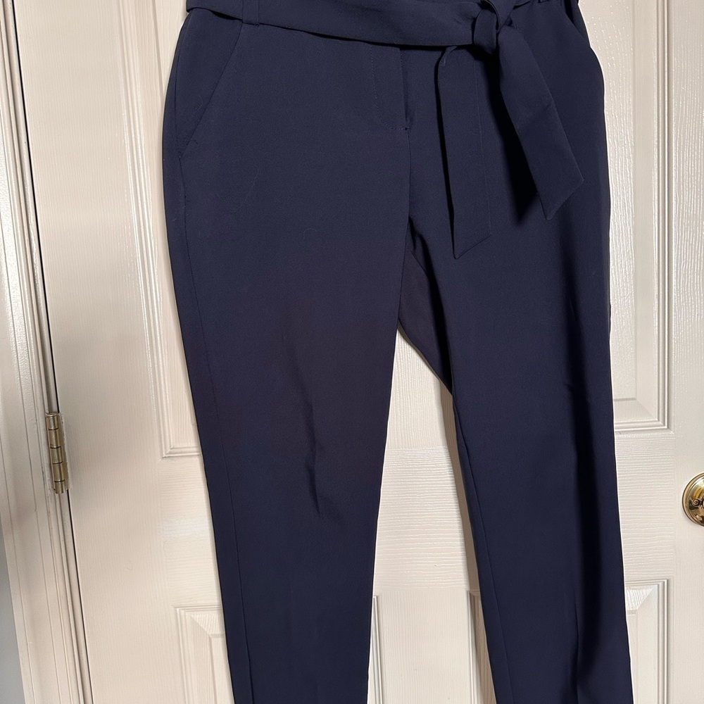 New York & Company Navy Tie-Waist Women's Trousers
